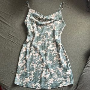 Urban Outfitter satin green floral vines mini dress